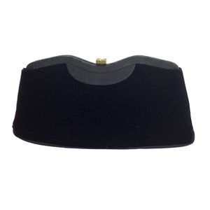 Vtg Garay Black Velvet Clutch 9" x 5" x 2" 1950s Gold Tone Accent Clasp